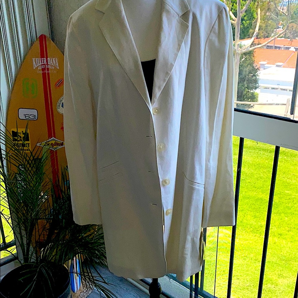 NWT Vintage Lauren Ralph Lauren 💯 Linen Long Streamlined Blazer Jacket Sz 16W